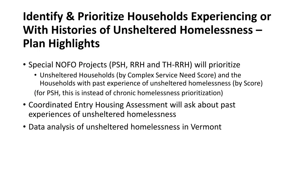 identify prioritize households experiencing 1