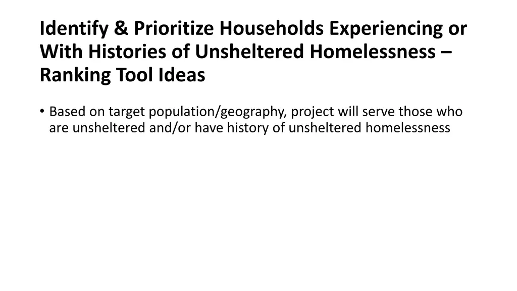 identify prioritize households experiencing 2