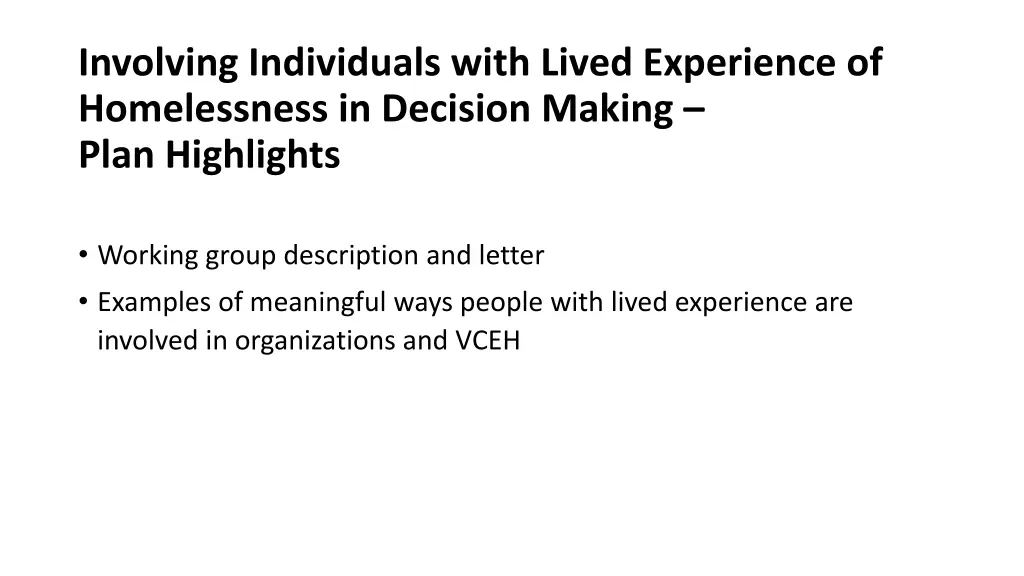 involving individuals with lived experience 1