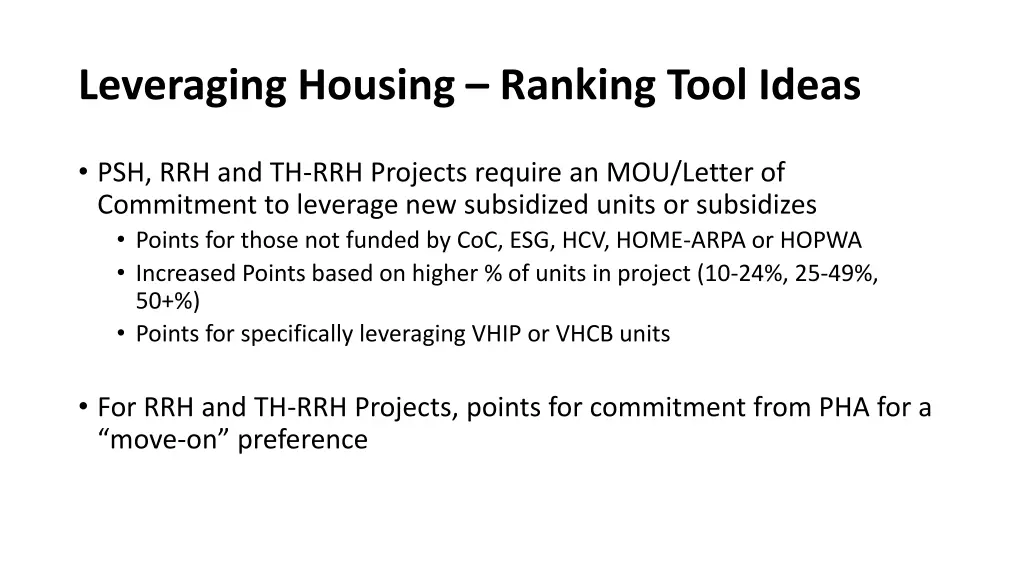 leveraging housing ranking tool ideas