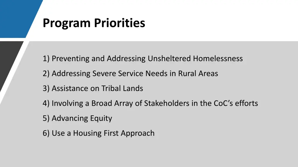 program priorities
