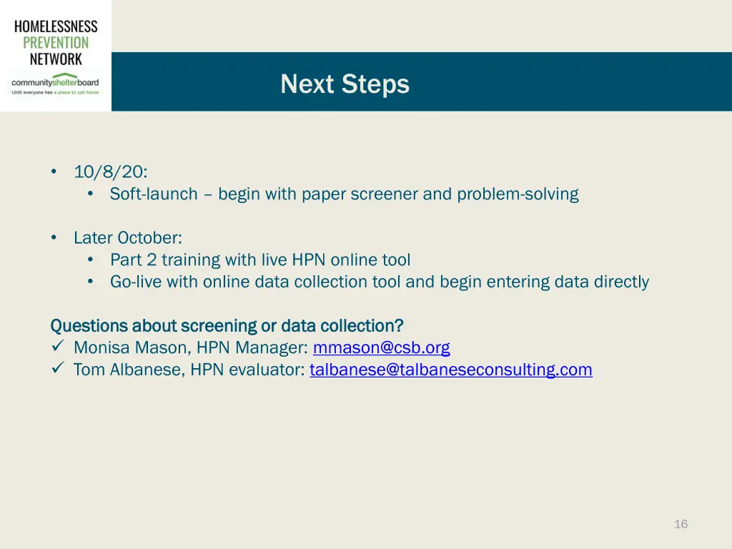 next steps