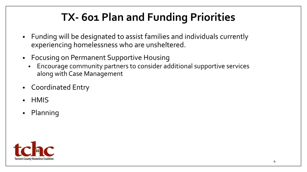 tx 601 plan and funding priorities