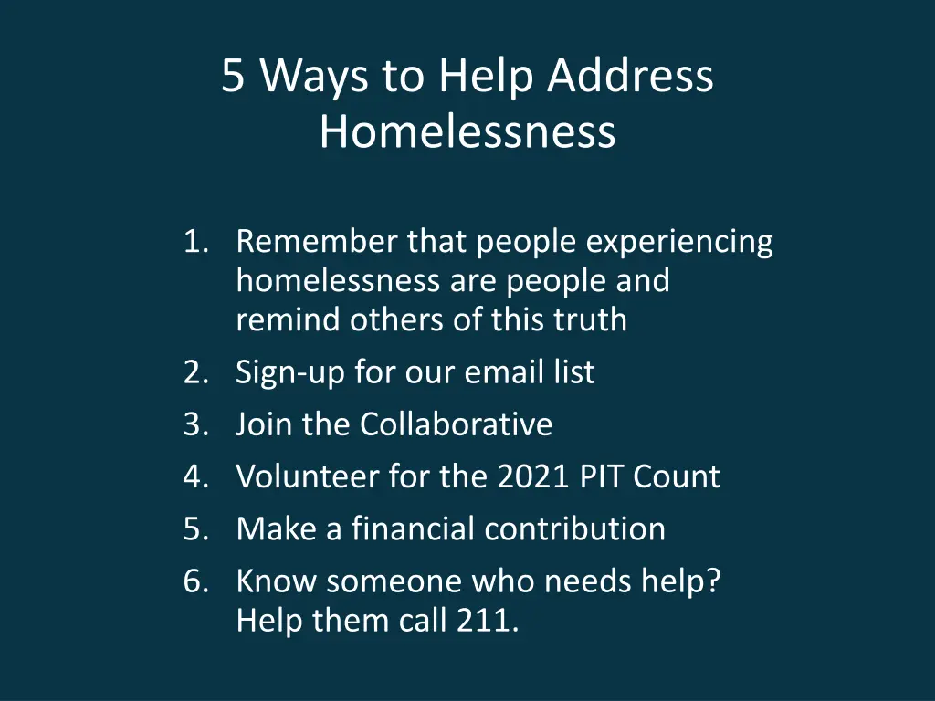 5 ways to help address homelessness