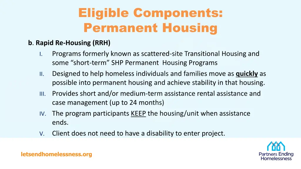 eligible components permanent housing 1