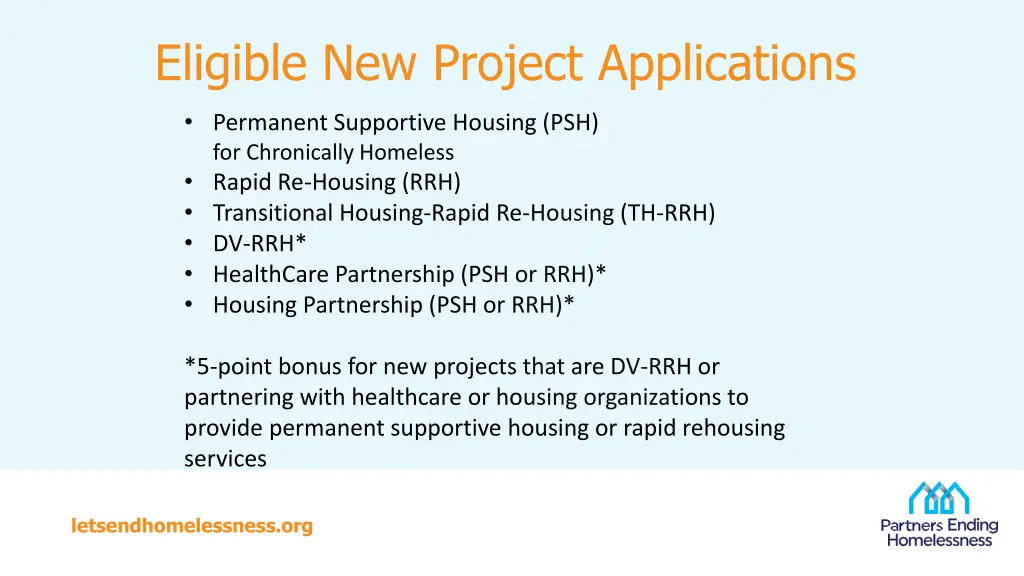 eligible new project applications