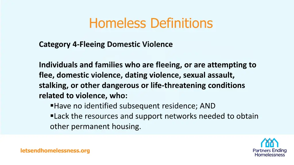 homeless definitions 2