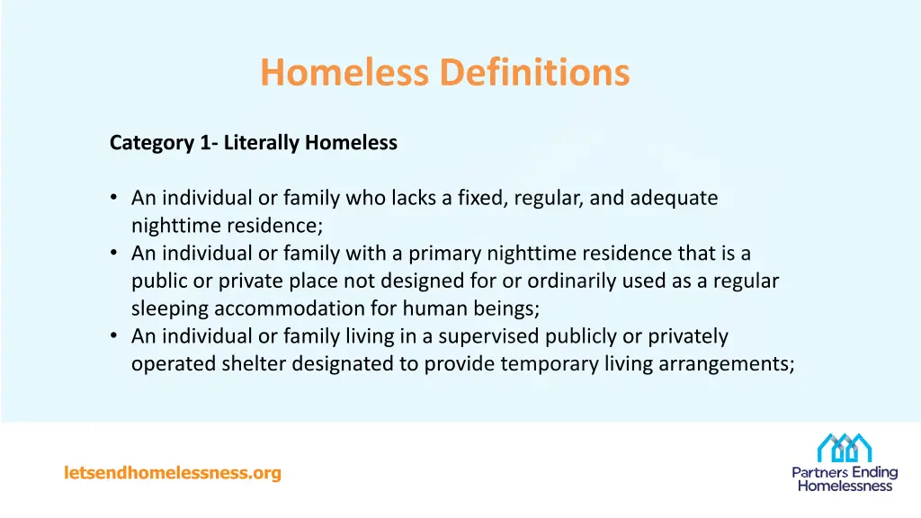 homeless definitions