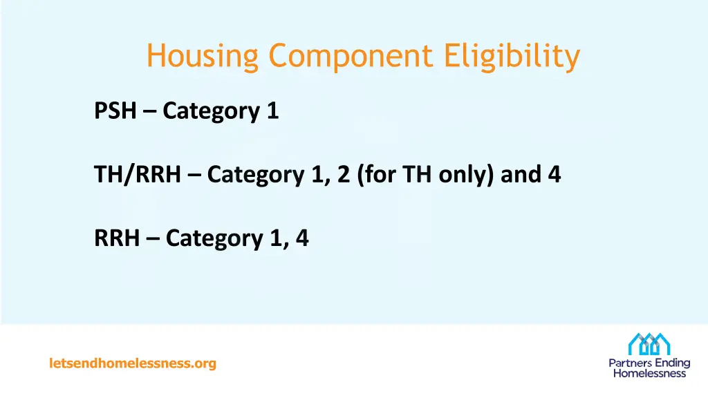 housing component eligibility