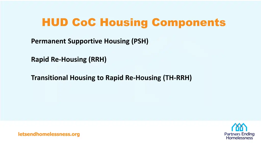 hud coc housing components