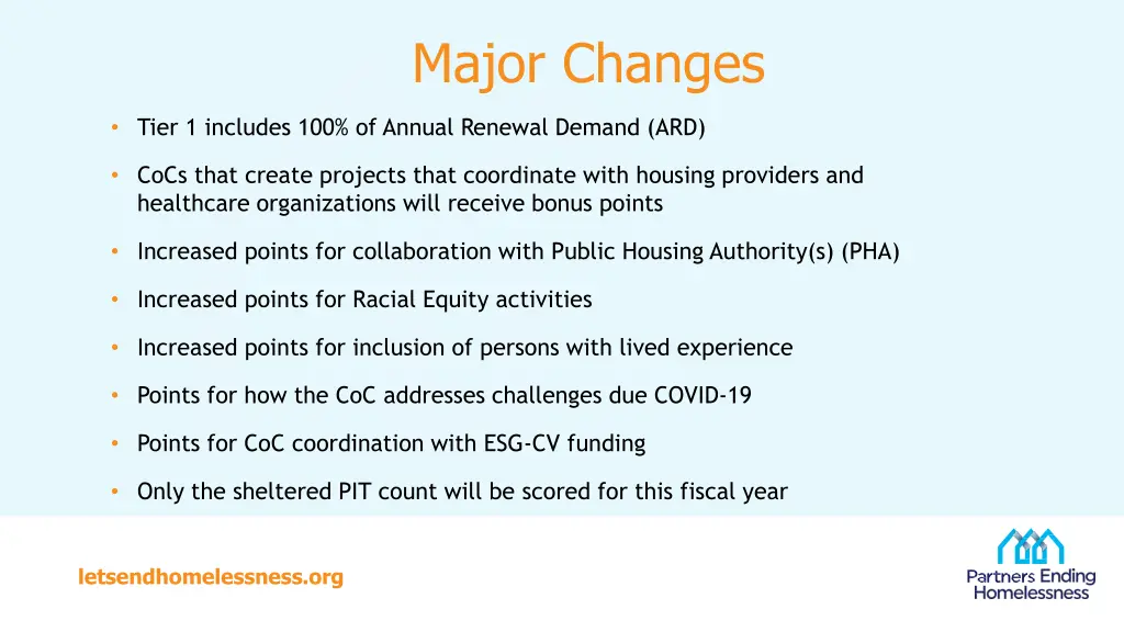major changes