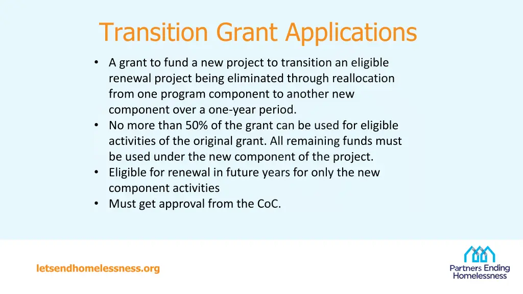 transition grant applications