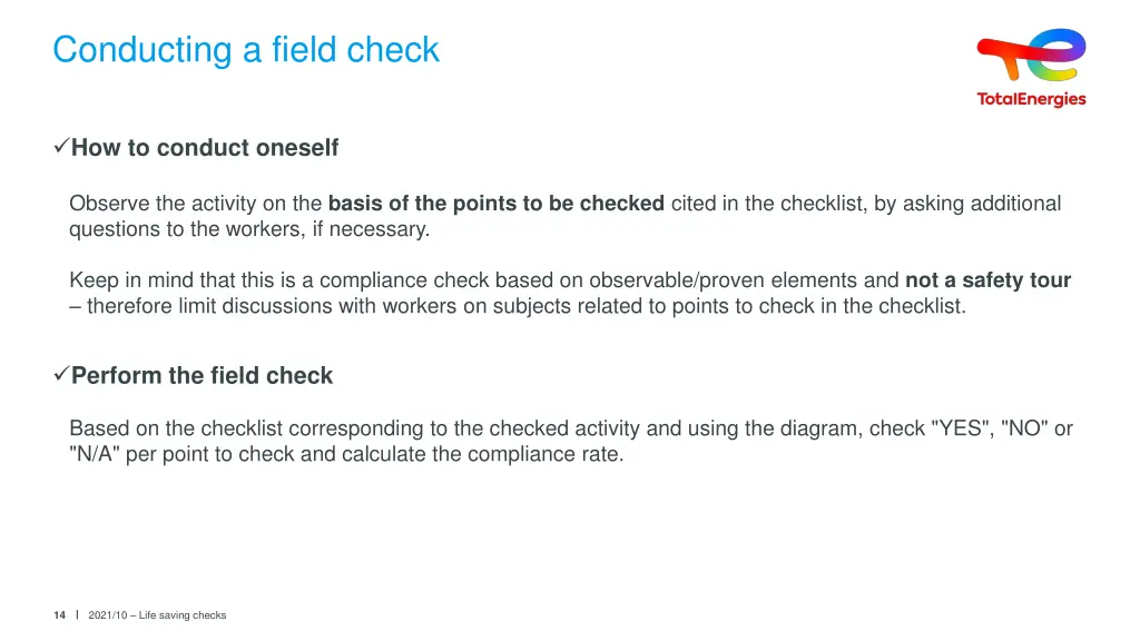 conducting a field check 1