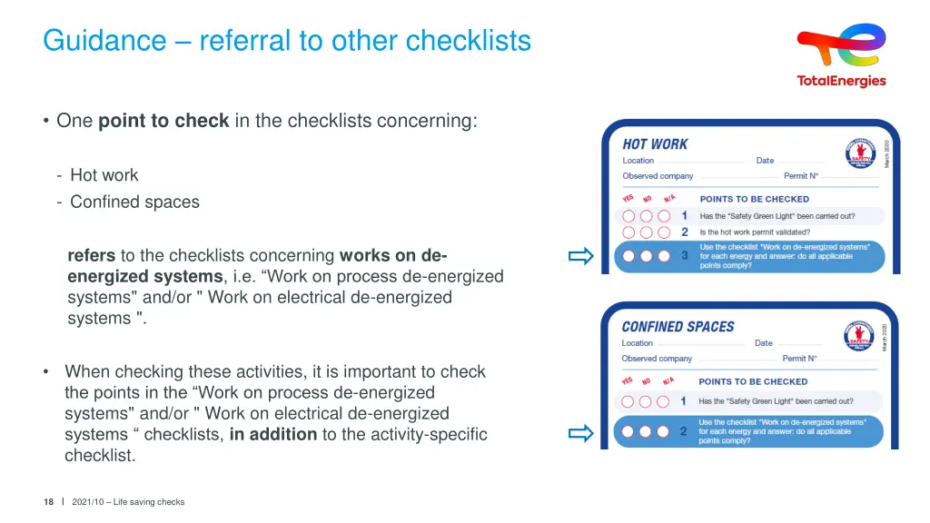 guidance referral to other checklists