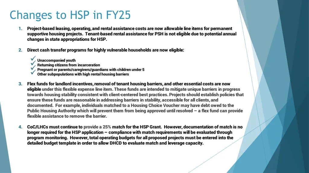 changes to hsp in fy25