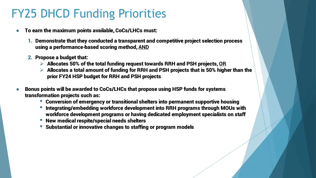 fy25 dhcd funding priorities