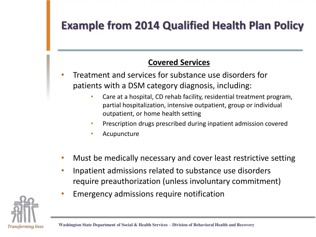 example from 2014 qualified health plan policy