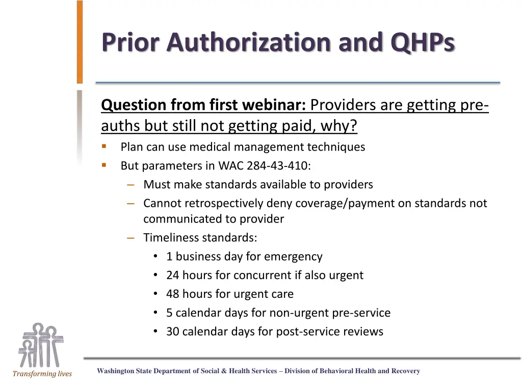 prior authorization and qhps