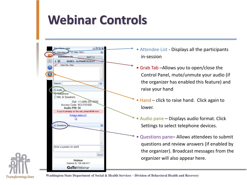 webinar controls