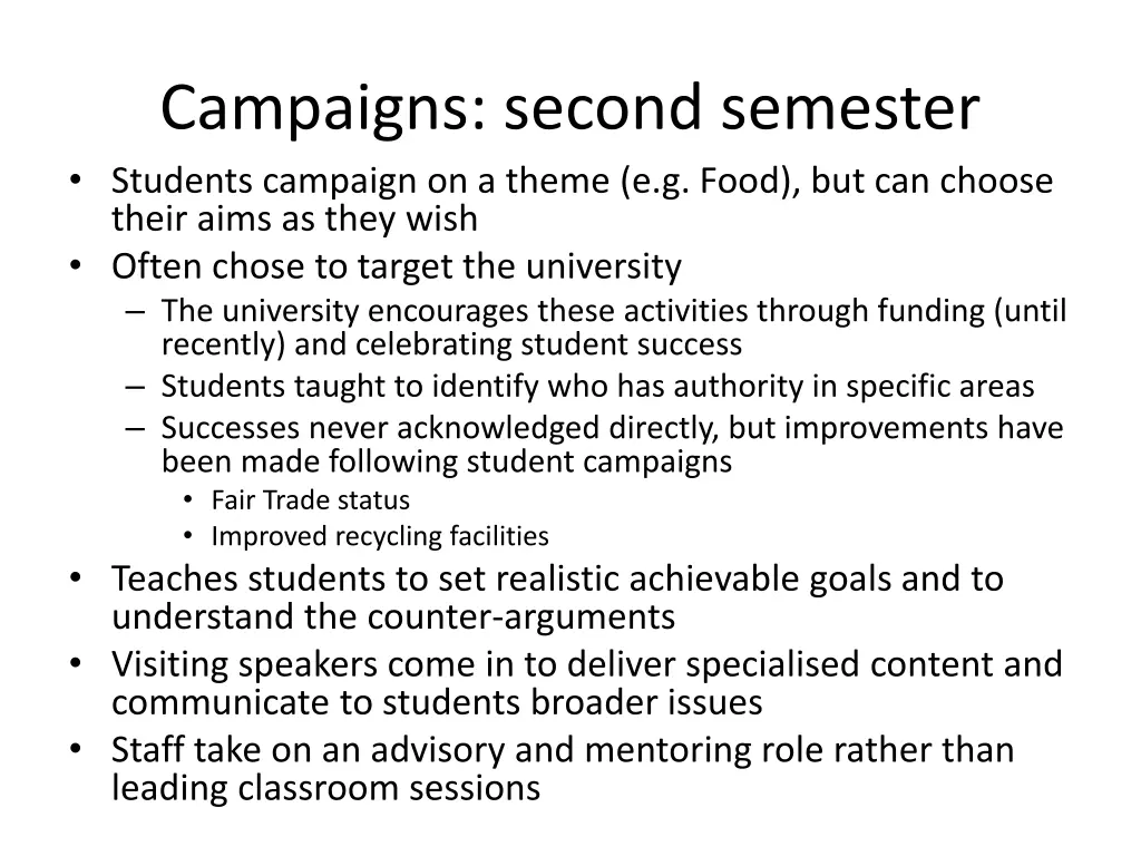 campaigns second semester students campaign