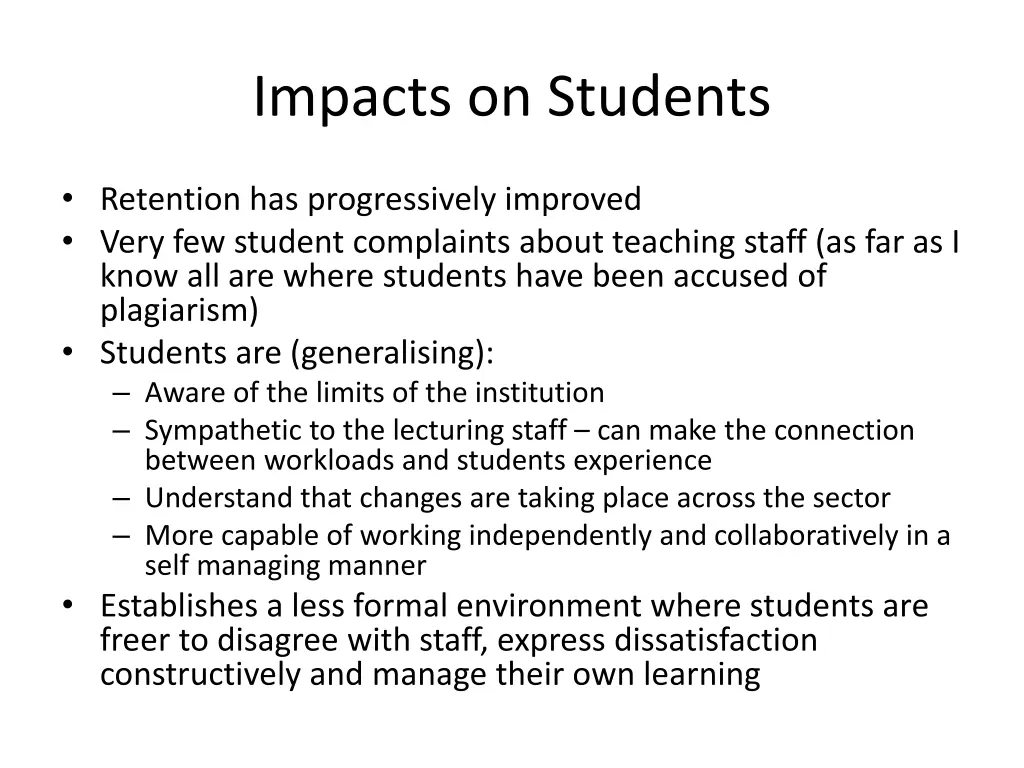impacts on students