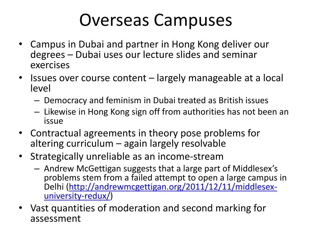 overseas campuses