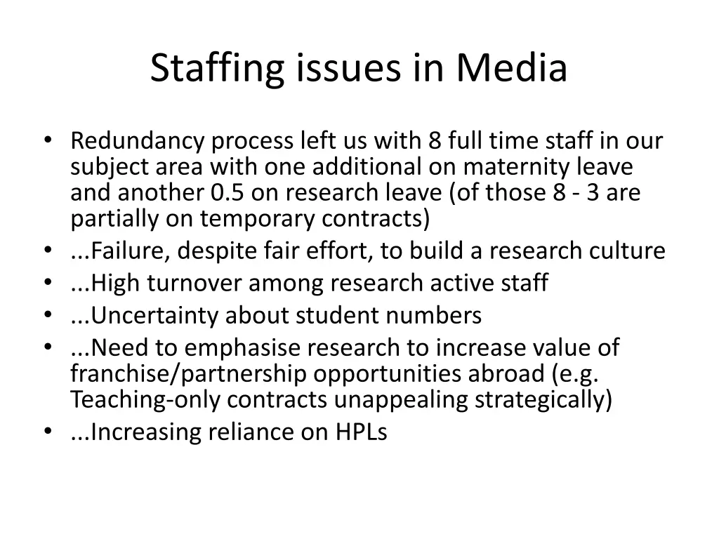 staffing issues in media