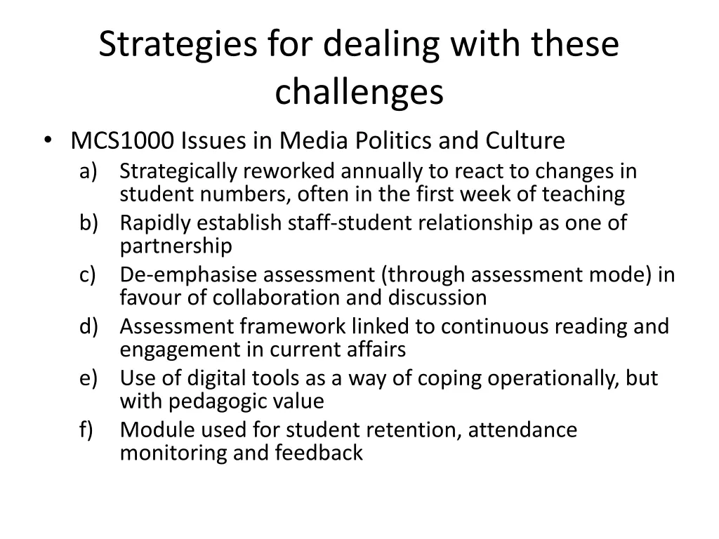 strategies for dealing with these challenges