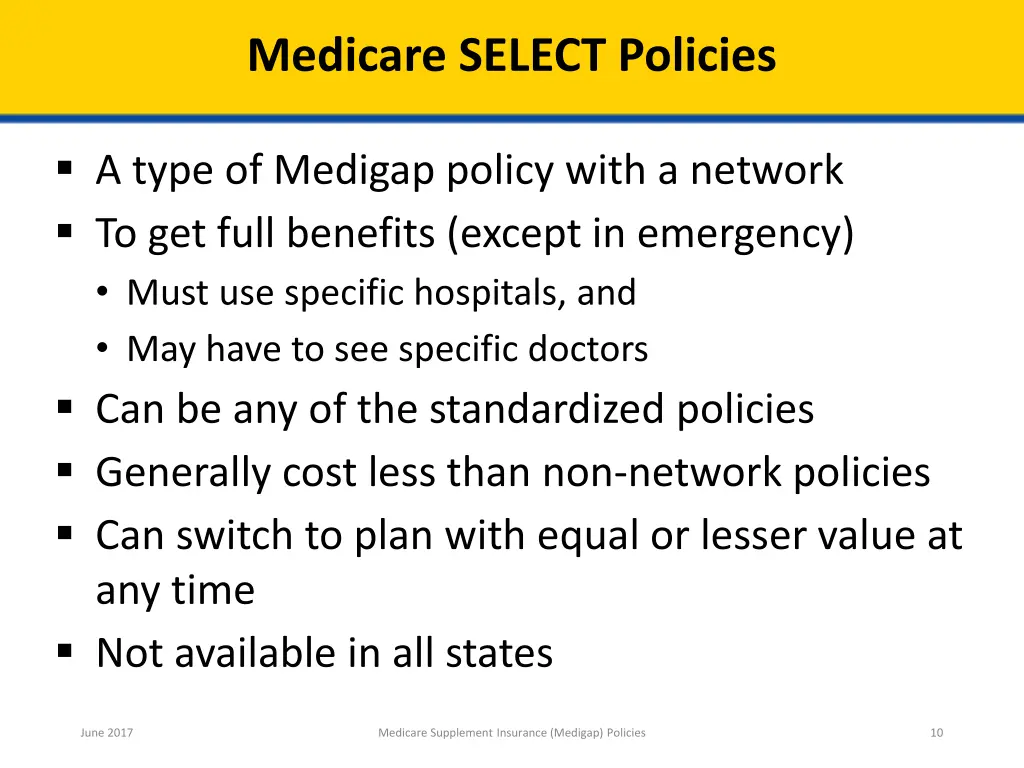 medicare select policies