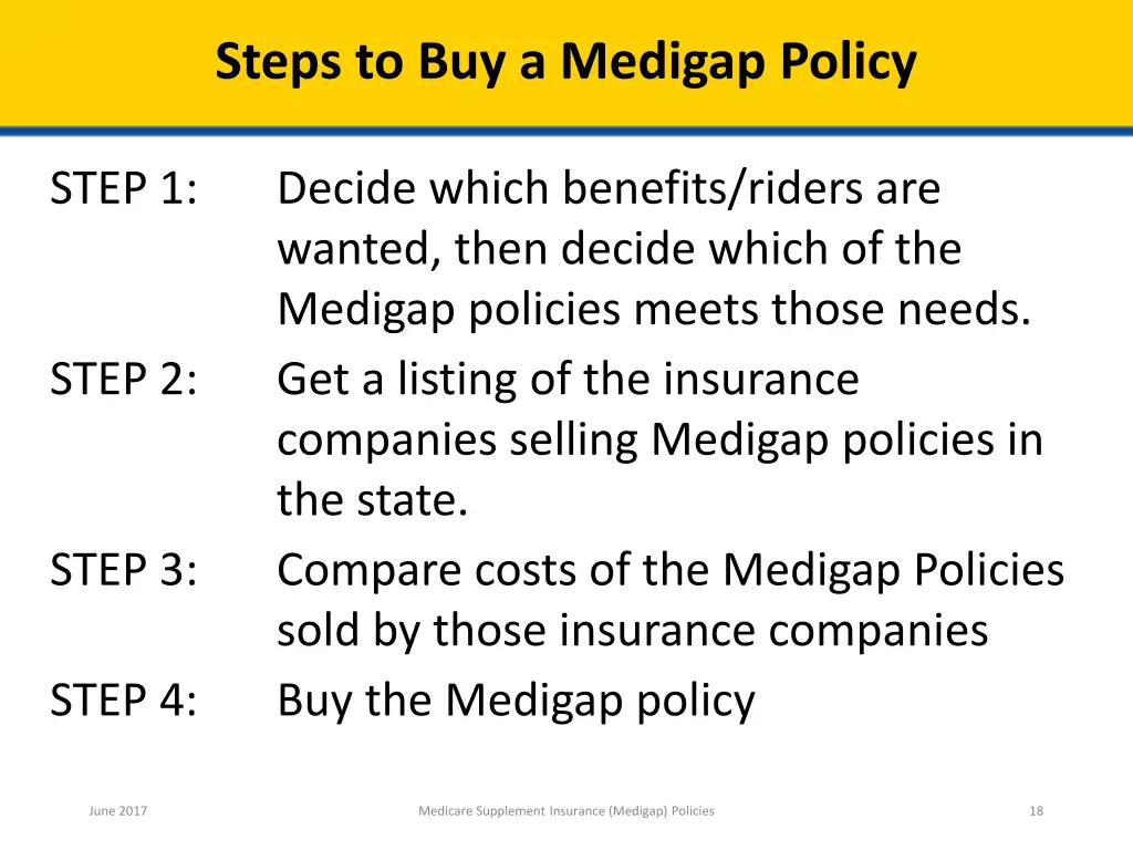 steps to buy a medigap policy