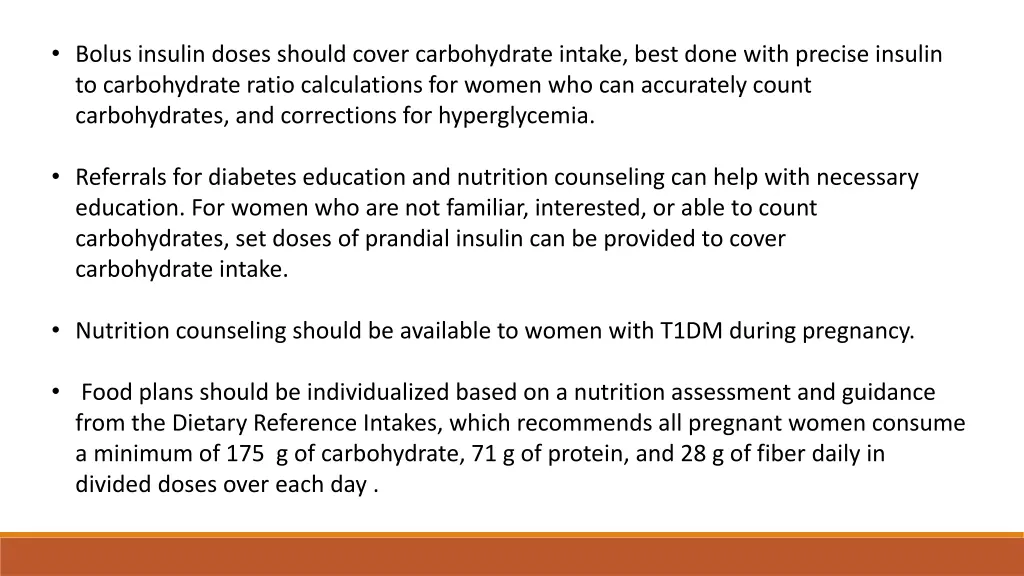 bolus insulin doses should cover carbohydrate