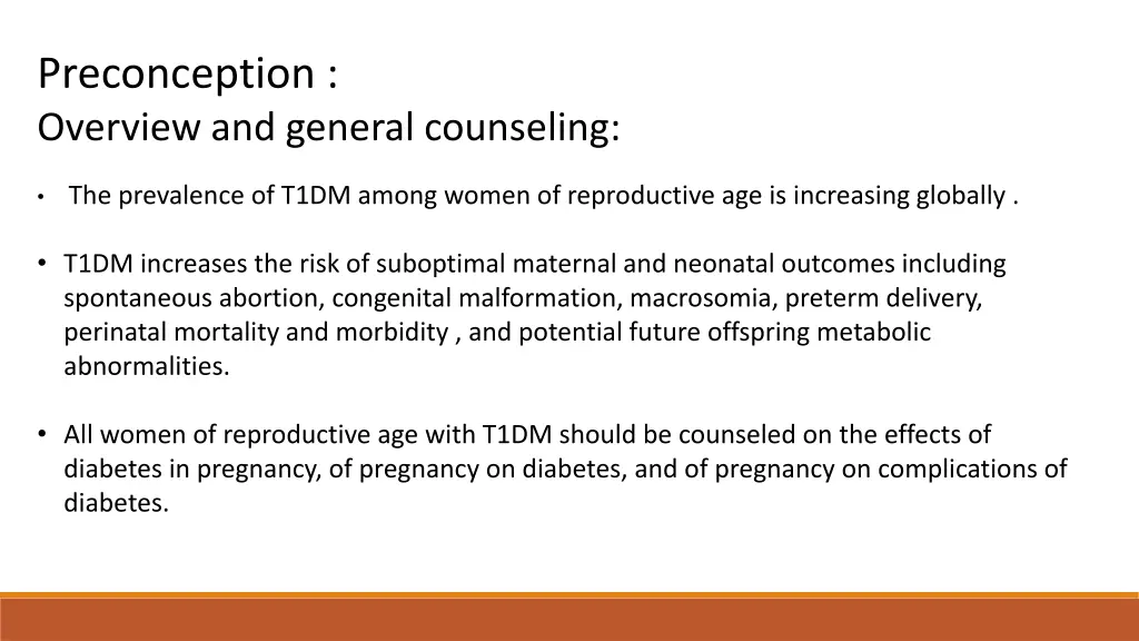 preconception overview and general counseling