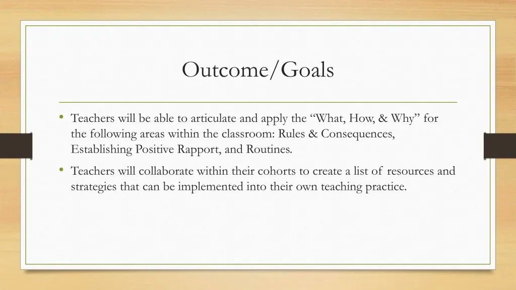 outcome goals
