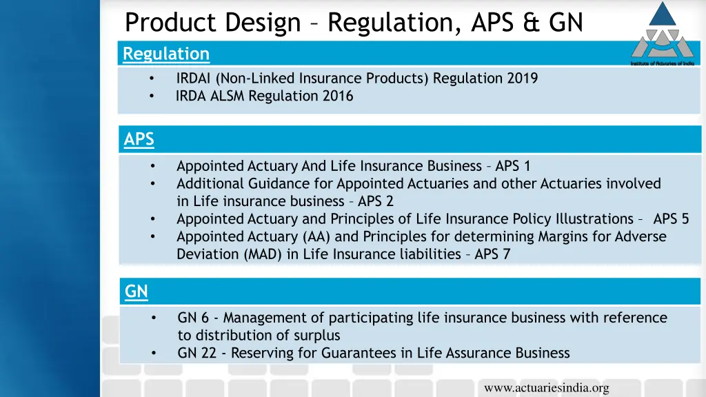 product design regulation aps gn regulation irdai