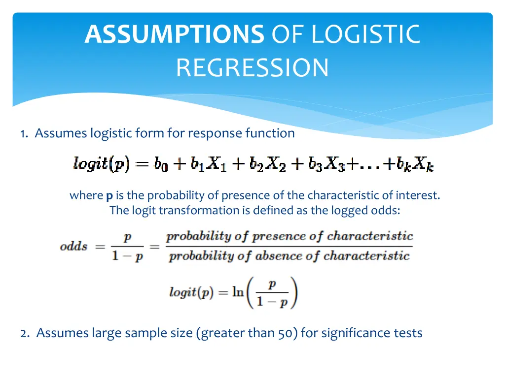 assumptions of logistic regression