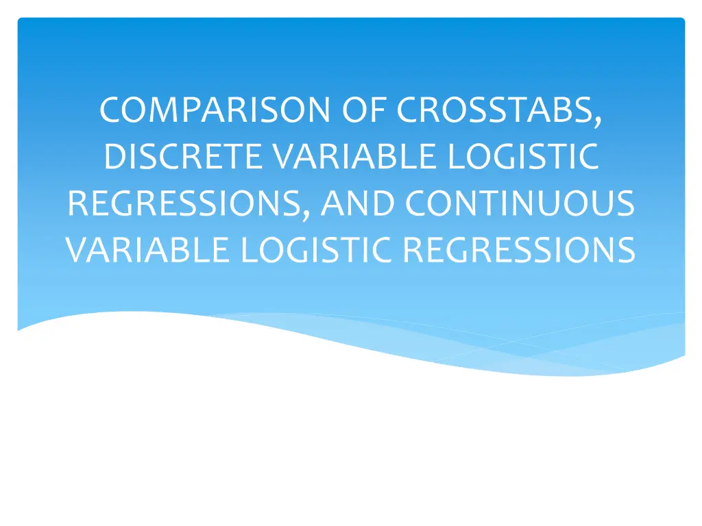 comparison of crosstabs discrete variable