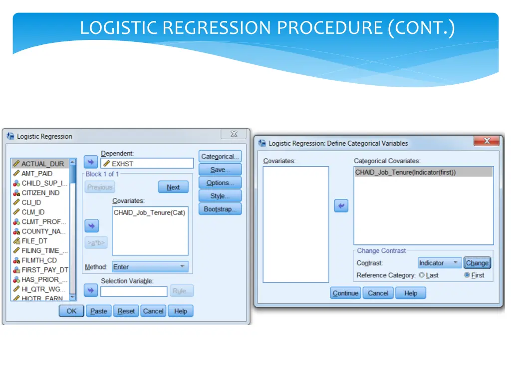 logistic regression procedure cont