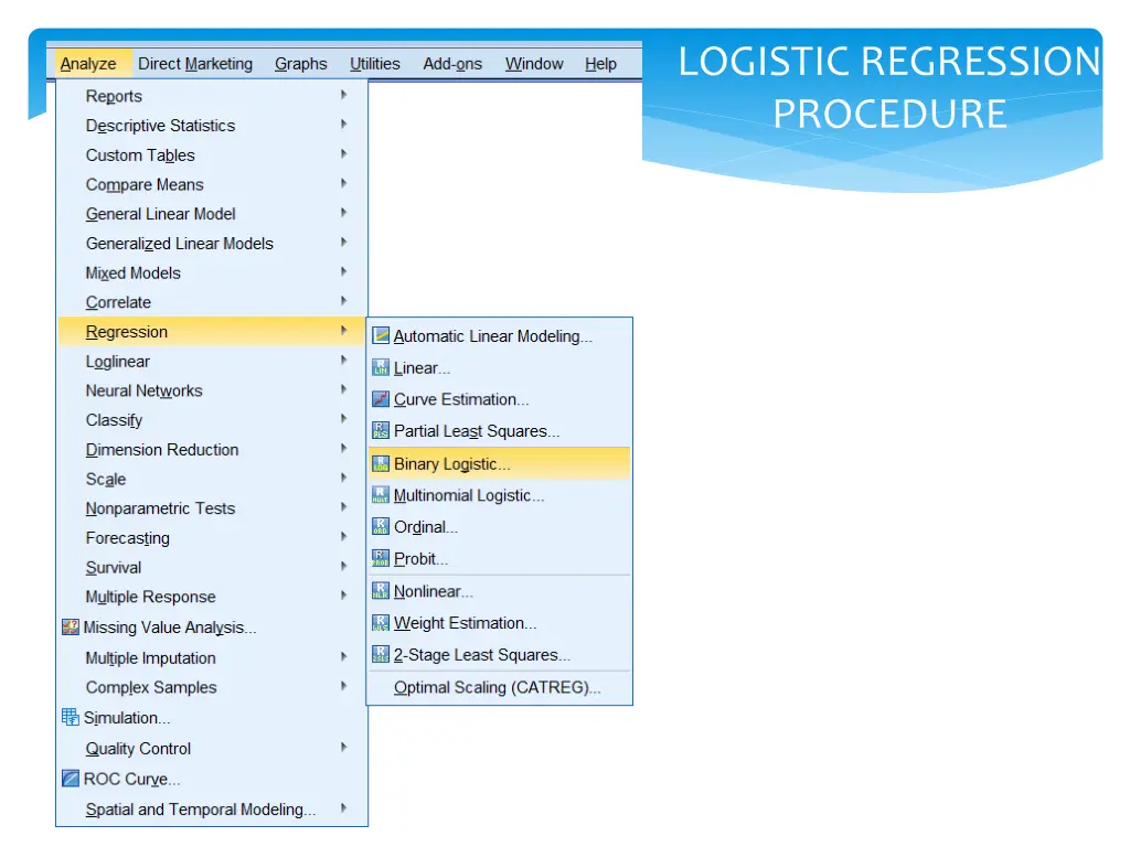 logistic regression procedure