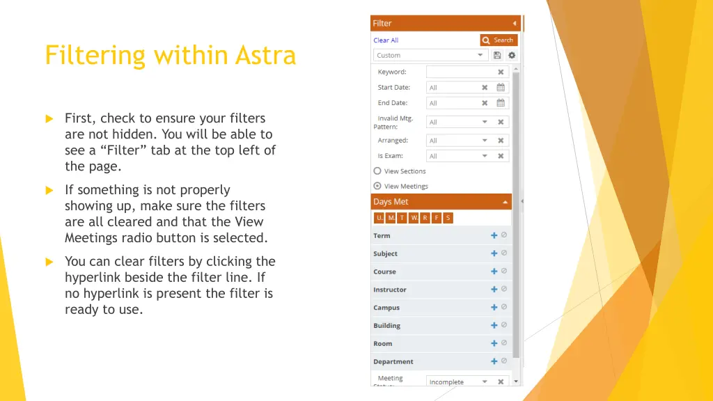 filtering within astra