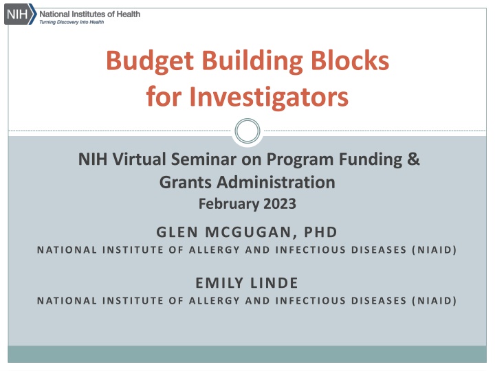 budget building blocks for investigators