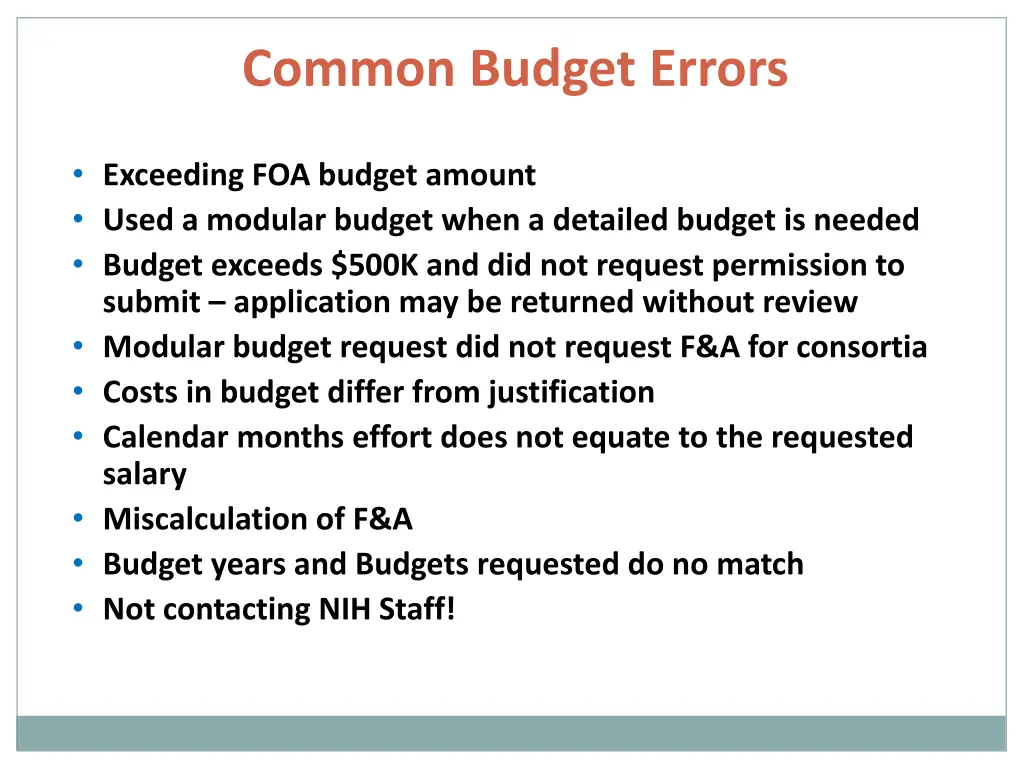 common budget errors