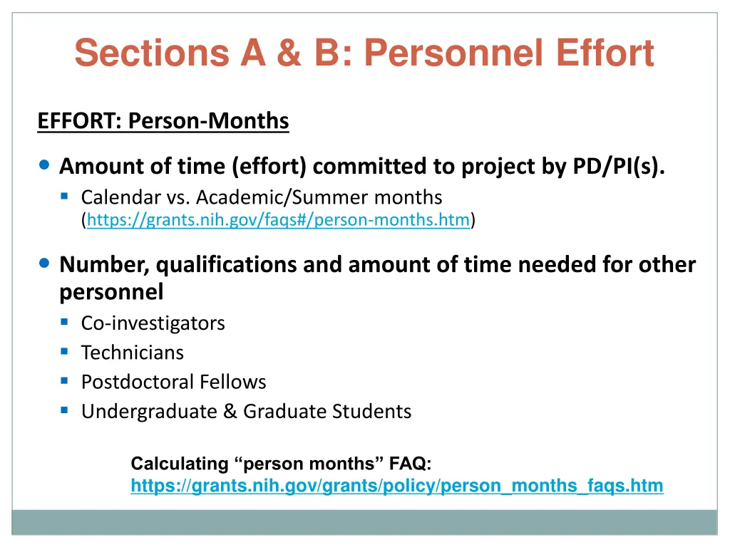 sections a b personnel effort