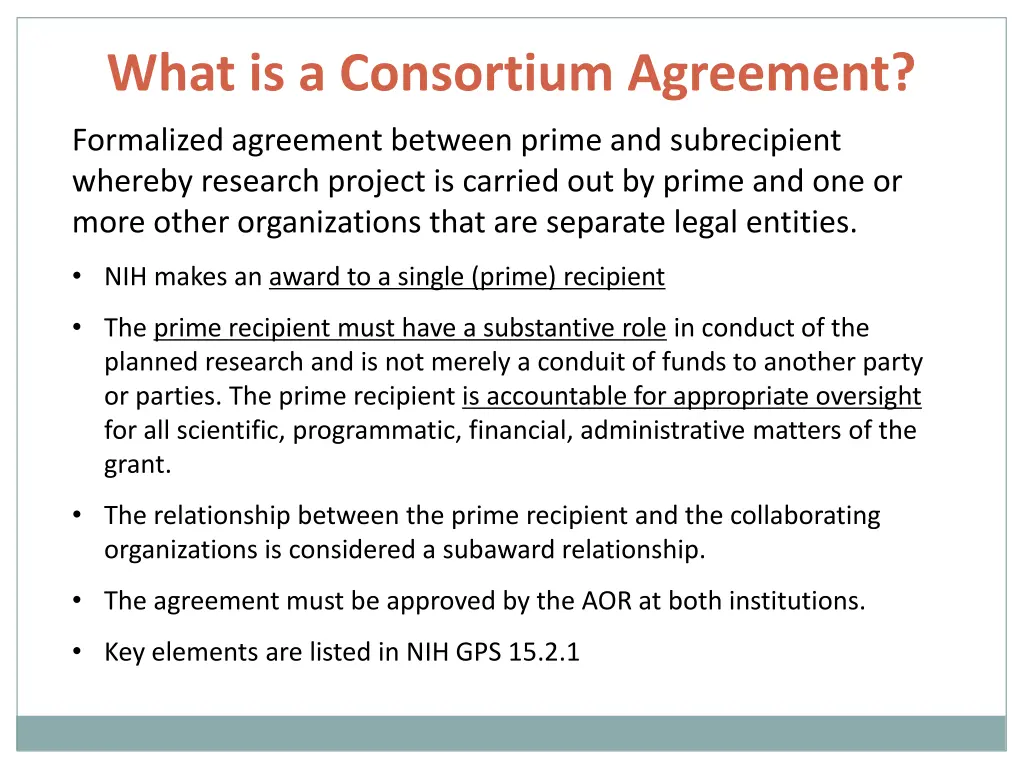 what is a consortium agreement