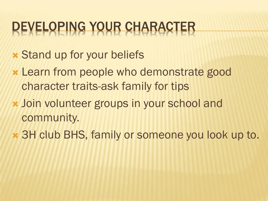 developing your character