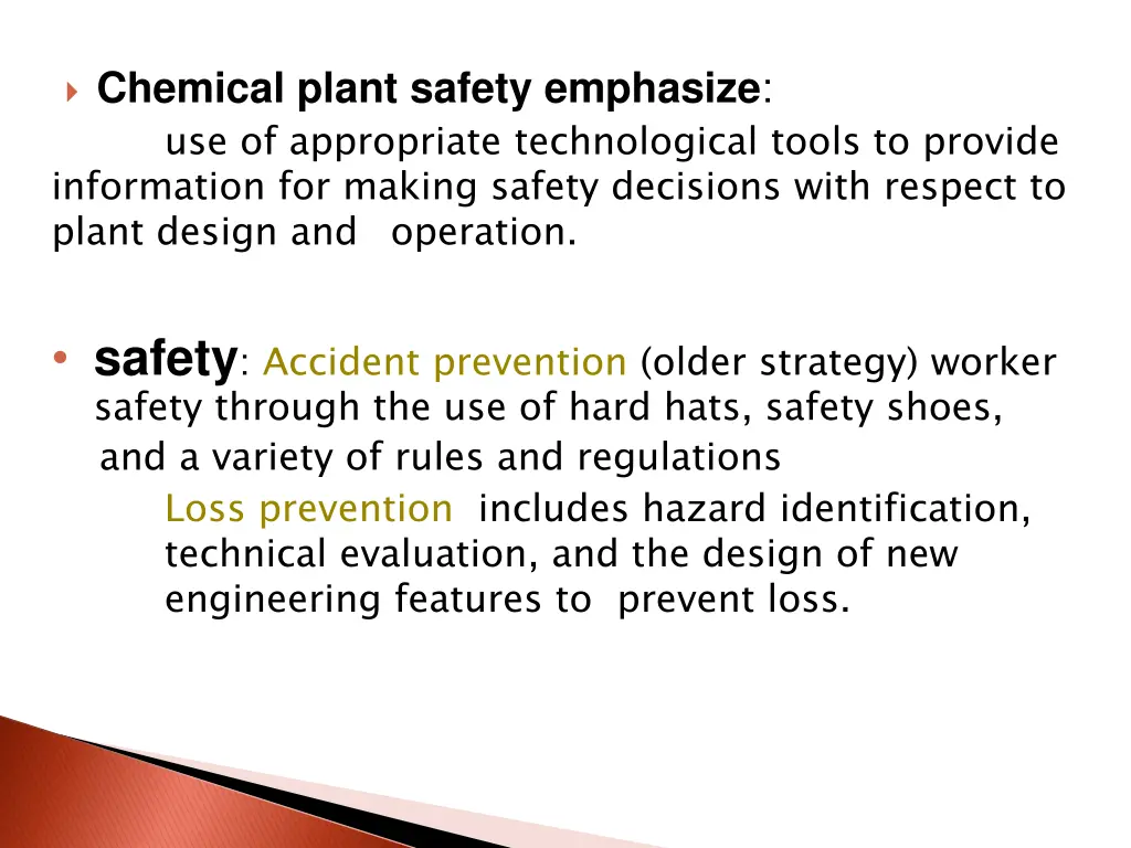 chemical plant safety emphasize