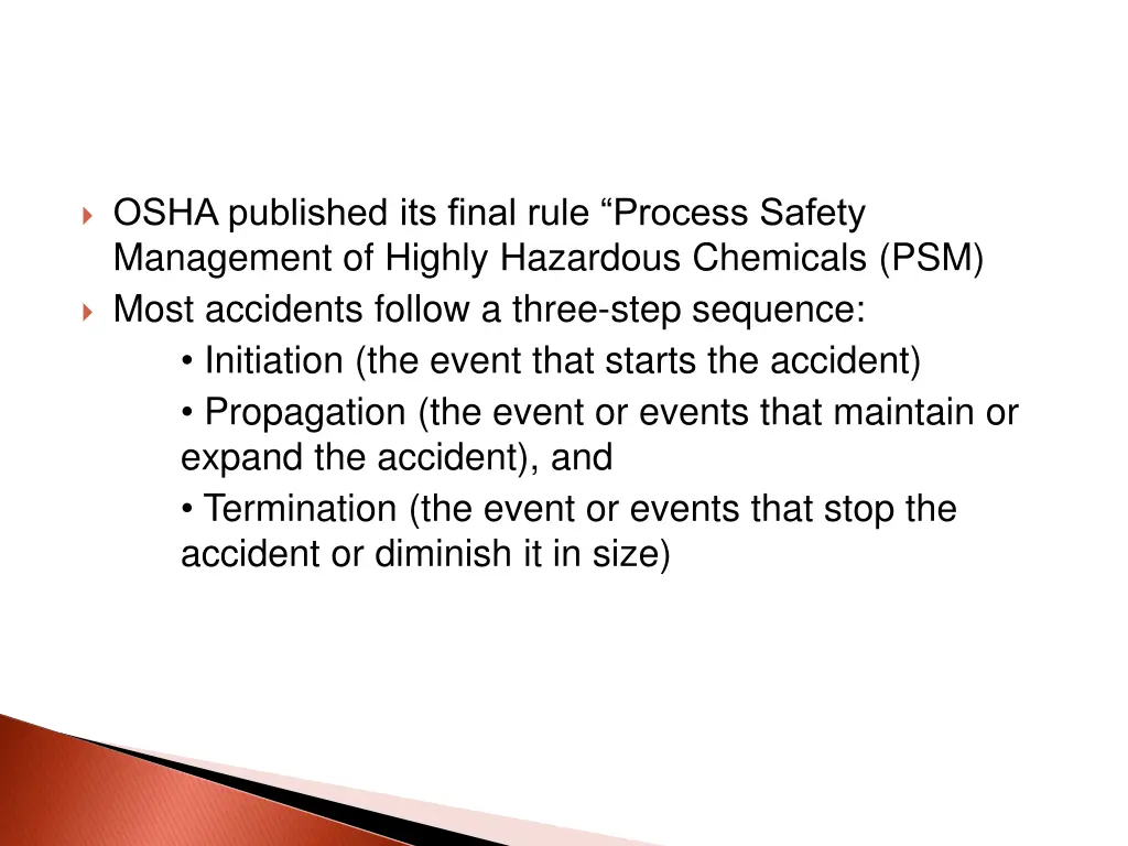 osha published its final rule process safety