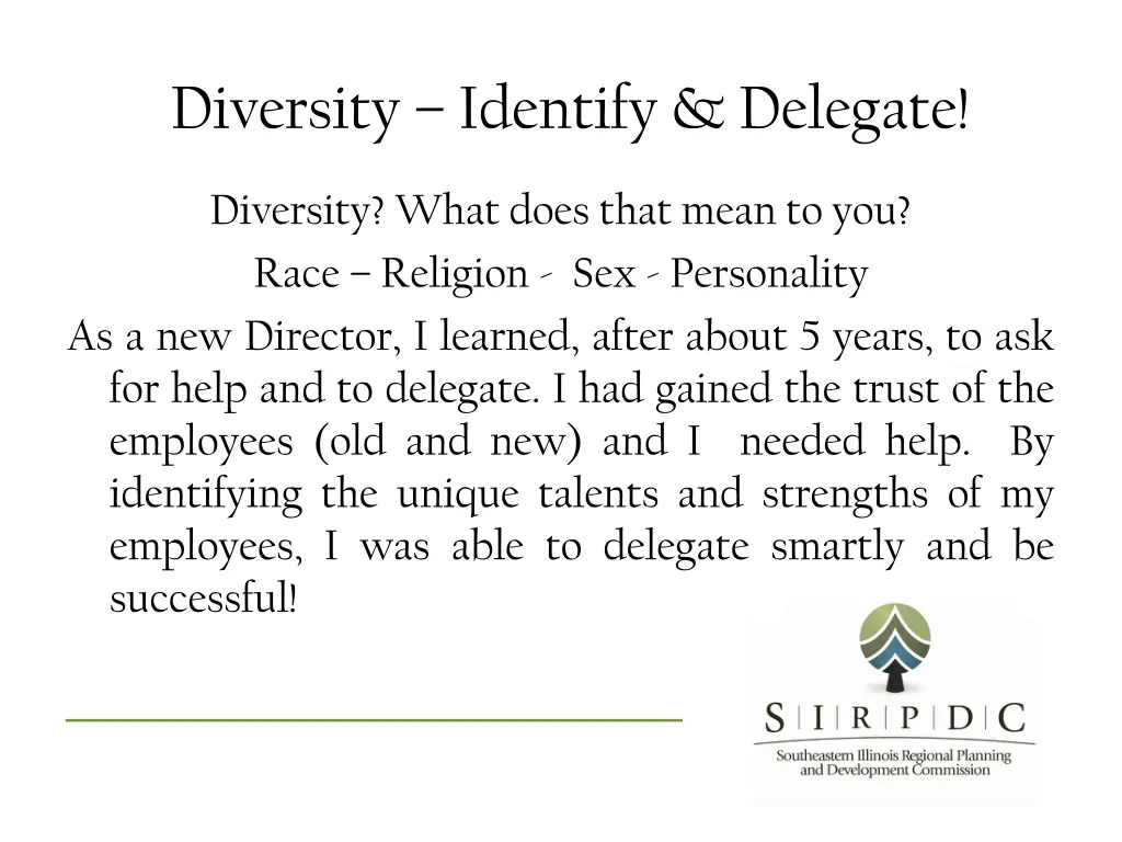 diversity identify delegate