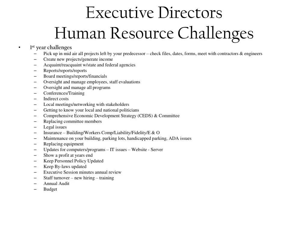 executive directors human resource challenges