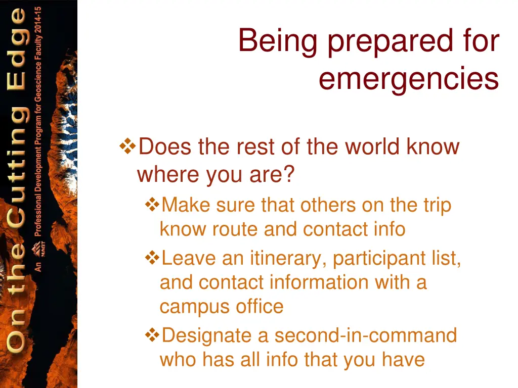 being prepared for emergencies