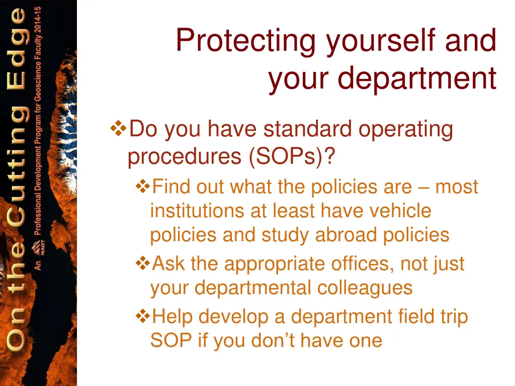 protecting yourself and your department